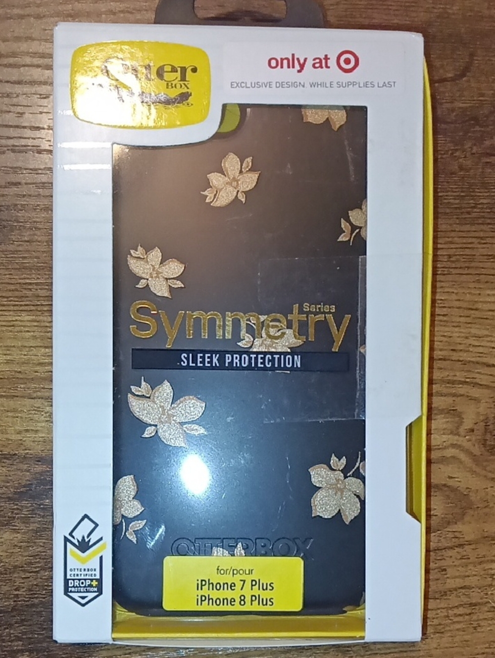 OtterBox Symmetry Series Black with Gold Floral iPhone 7 Plus/8 Plus Case. S